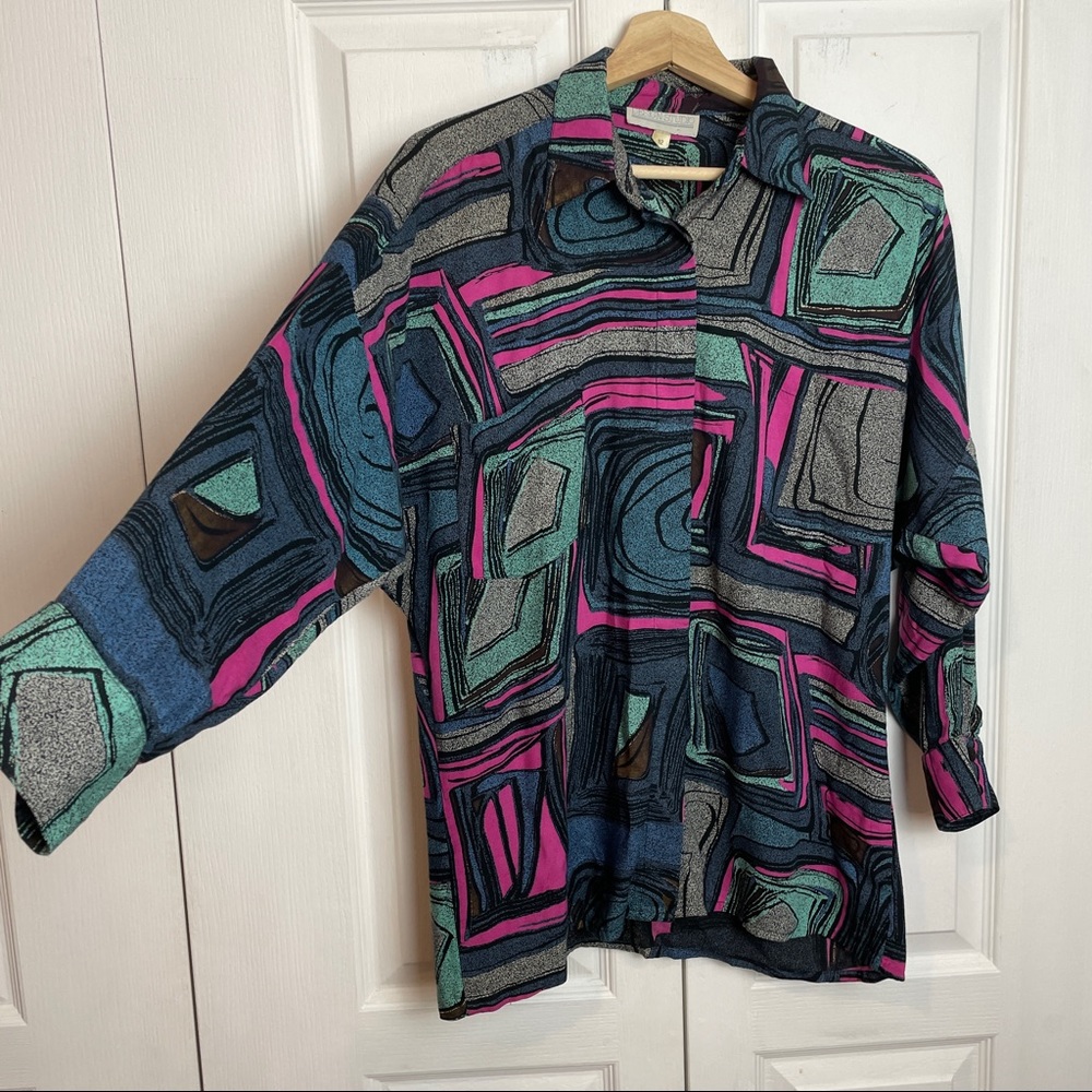 90s Abstract Printed Blouse